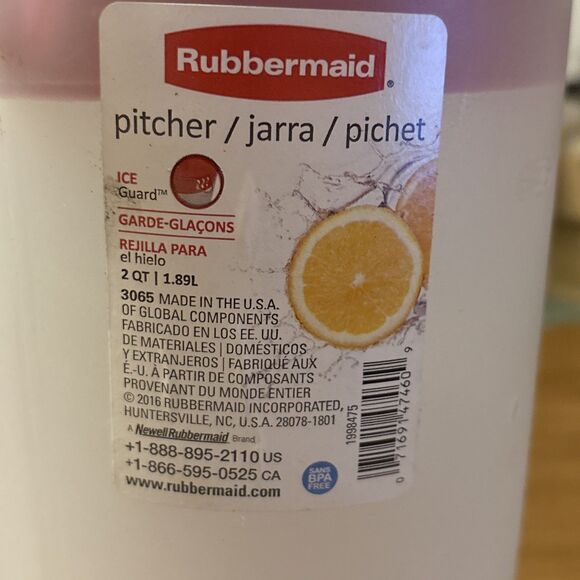 Rubbermaid Clear Pitcher 2 Quart 1.89 Liter Red Lid Easy Pouring Dishwasher Safe - Picture 2 of 4